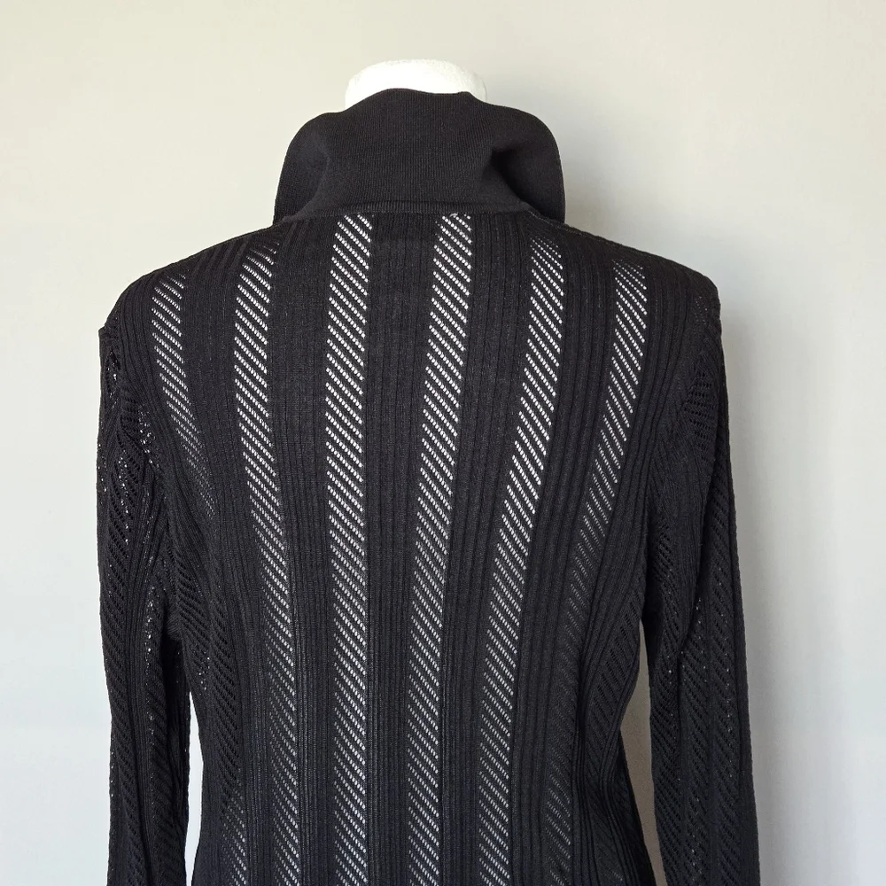 Exclusively Misook Black Sheer Open-Front Cardigan Duster